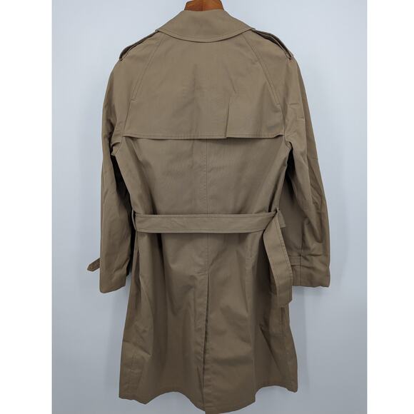 Vintage London Fog Trench Coat 40 Long Tan Belted Double Breasted Classic Sz 40 - Picture 4 of 6